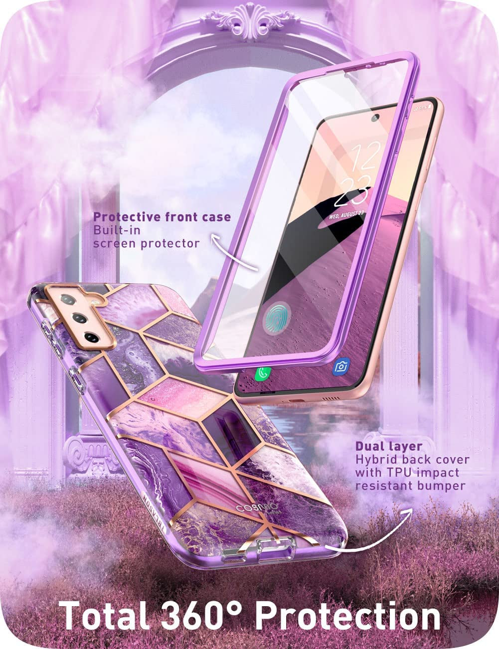 I-Blason Cosmo Protective Case for 6.1-Inch Samsung Galaxy S22 5G (2022), Marble Purple  i-Blason   