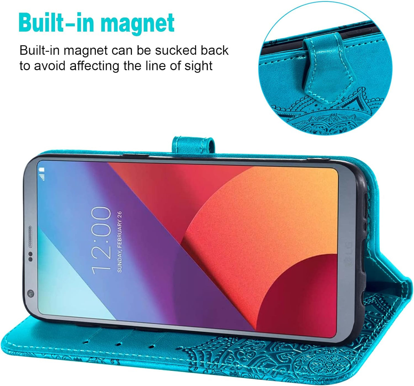 Asuwish Compatible with LG G6 Wallet Case Tempered Glass Screen Protector and Leather Flip Cover Card Holder Cell Phone Cases for LGG6 Thinq LG6 Thin Q G 6 plus G6+ 6G VS988 H872 Women Men Blue  Asuwish   