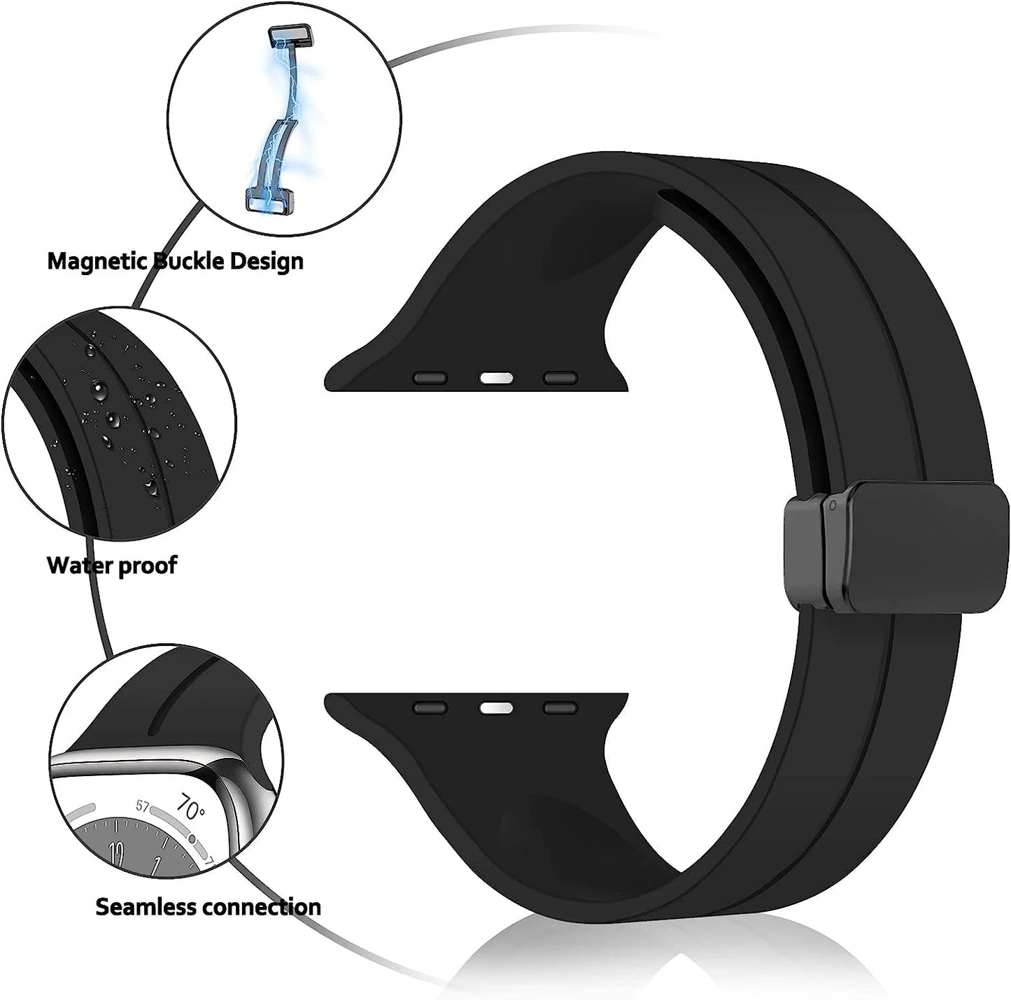 KONAFEI Compatible with Apple Watch Band 49Mm 45Mm 44Mm 42Mm 41Mm 40Mm 38Mm Iwatch Ultra Series 8/7/SE/6/5/4/3/2/1, Soft Silicone Magnetic Buckle Sport Replacement Straps for Women Men  KONAFEI   