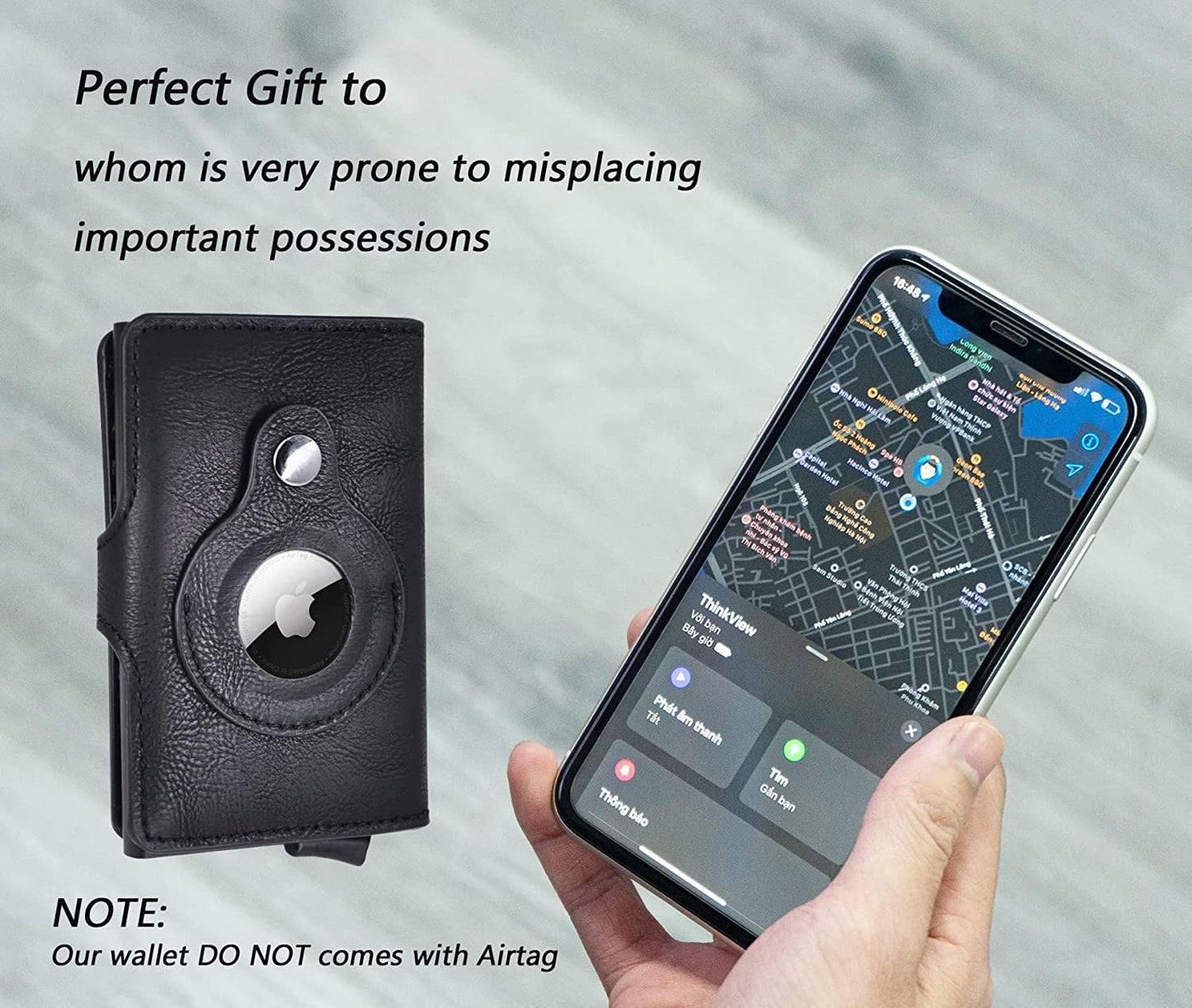 Pop up Wallet with Airtag Holder, Slim Airtag Wallet with Popup Card Holder  Kenpal   