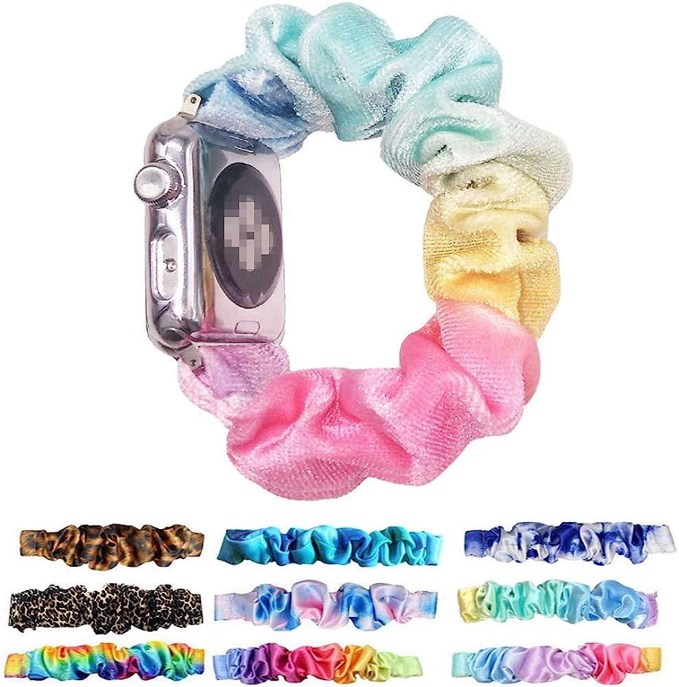 Tomcrazy Scrunchie Elastic Watchband for Apple Watch Band Series 8 7 6 5 4 3 2 1 SE Ultra, Watch Band for Iwatch 49Mm 45Mm 41Mm 38Mm 40Mm 42Mm 44Mm Strap Bracelet  Ruidou Technology Co Ltd Gradient velvet 21 41mm/40mm/38mm 