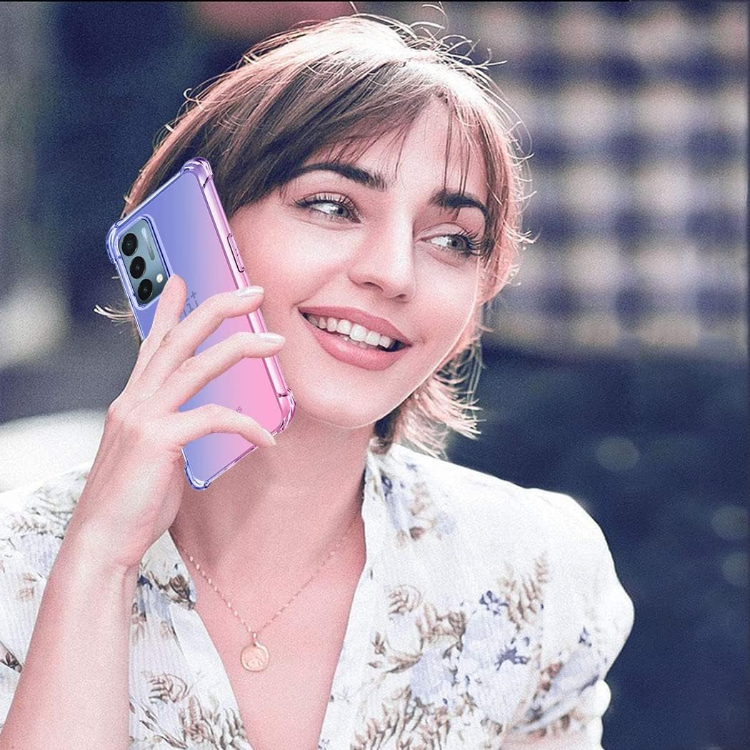 Gufuwo Case for Oneplus Nord N200 5G Case, Oneplus N200 Cute Case Girls, Gradient Slim anti Scratch Soft TPU Phone Cover Shockproof Protective Case for Oneplus Nord N200 5G (Blue/Pink)  Gufuwo   