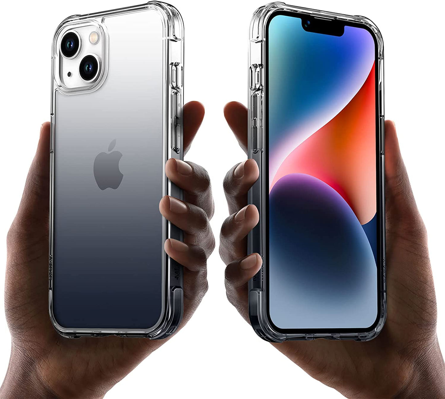 Mkeke Compatible with Iphone 13/14 Case, Not Yellowing Shockproof Phone Case with Protective Bumper Slim Cover Fit for Iphone 13/14, Gradient Clear-Black  Shenzhen Make Technology Company Limited   