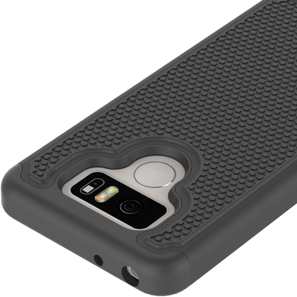 Phone Case for LG G6 with Tempered Glass Screen Protector Cover and Cell Accessories Slim Hard Hybrid Rugged Heavy Duty Silicone LGG6 Thinq LG6 Thin Q G 6 plus G6+ 6G VS988 H872 Cases Women Men Black  NSS   