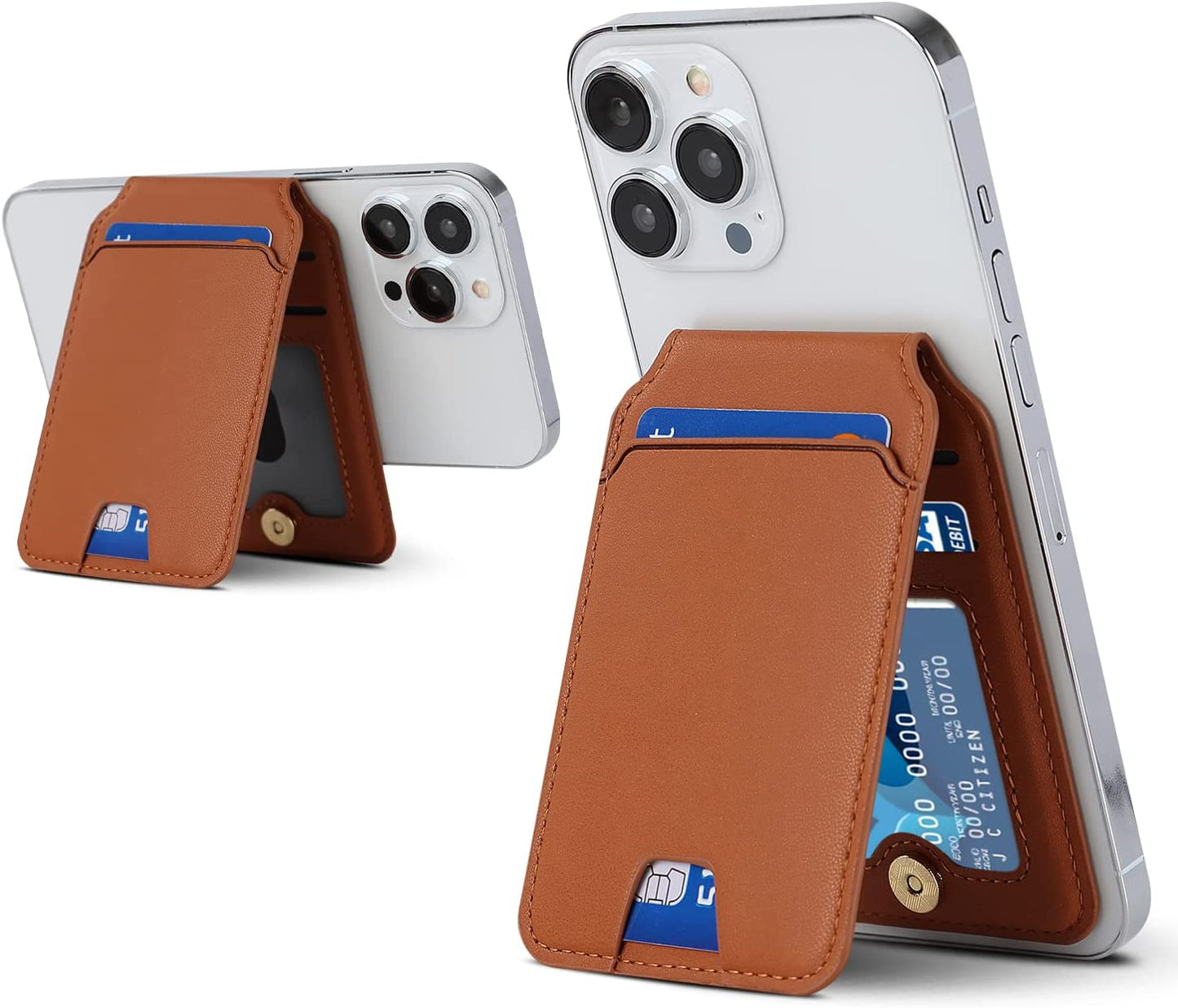 Cavor for Apple Wallet Magsafe Magnetic Phone Magsafe Wallet 14 Pro Max/14 Pro/14/14 Plus/13/12 Magsafe Card Holder,Phone Mag Safe Wallet as Credit for Iphone 14/13/12 Mini Series,Purple  Cavor Brown  