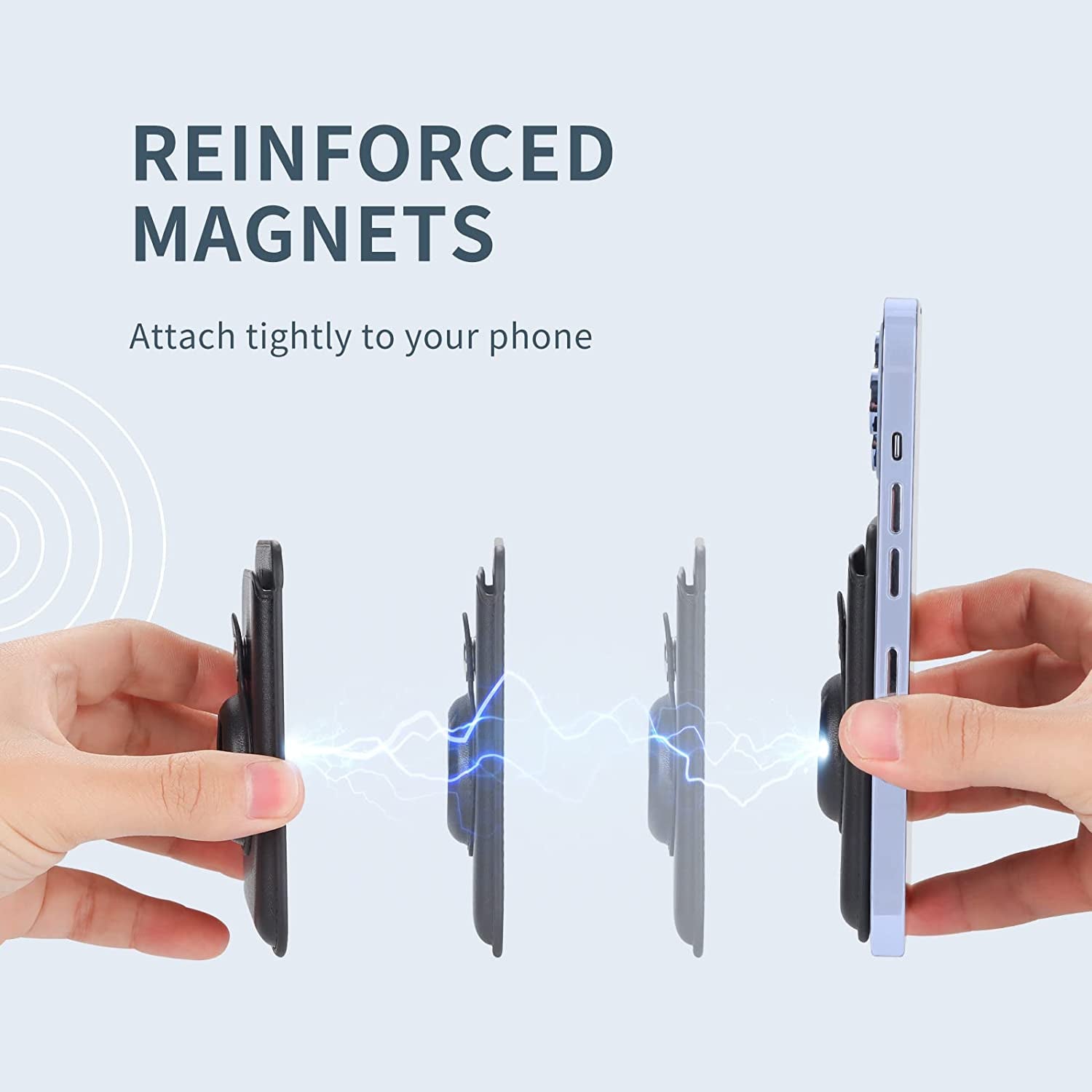 REMOJANO Snap-On Magsafe Card Wallet with Built-In Airtag Pocket, Airtag Case & Magnetic Card Wallet, Compatible for Iphone 12/13 Series (Black)  REMOJANO   