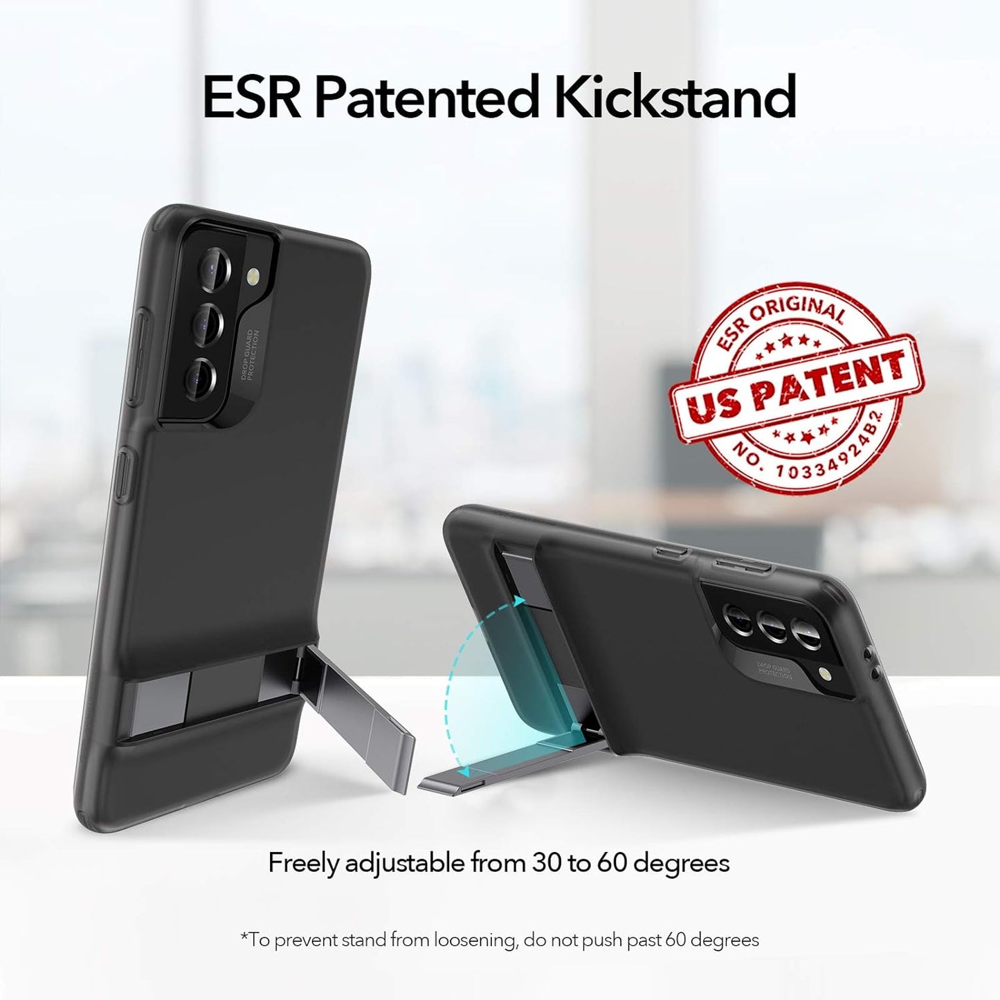 ESR Metal Kickstand Case Compatible with Samsung Galaxy S21 plus (6.7-Inch) (2021) [Reinforced Drop Protection] [Portrait and Landscape Stand], Translucent Black  Electronic Silk Road Corp   