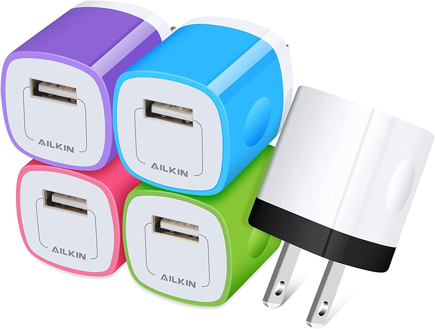 USB Wall Charger Plug, Fast Charging Block, AILKIN 5Pack 1A 1-Port Power Adapter Charging Cube Bricks Box for Iphone 14 13 12 Mini Pro Max/11/Xr/Xs/X/8/7, Ipad Pro/Air, Cell Phone USB a Plug Cargador  Shenzhen Putuo Technology Co.,Ltd MultiColor1  