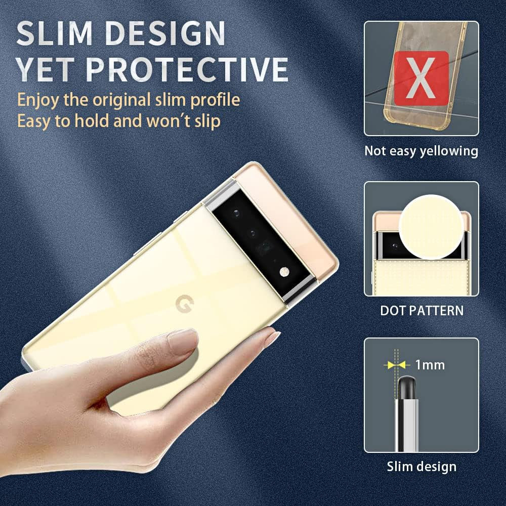 Bokoo Crystal Clear Google Pixel 6 Pro Case.Soft Slim Fit Transparent Plastic TPU Protective Silicone Cover Phone Cases for Google Pixel 6 Pro [Slim Thin & Comfort Grip] [Shockproof]  bokoo   