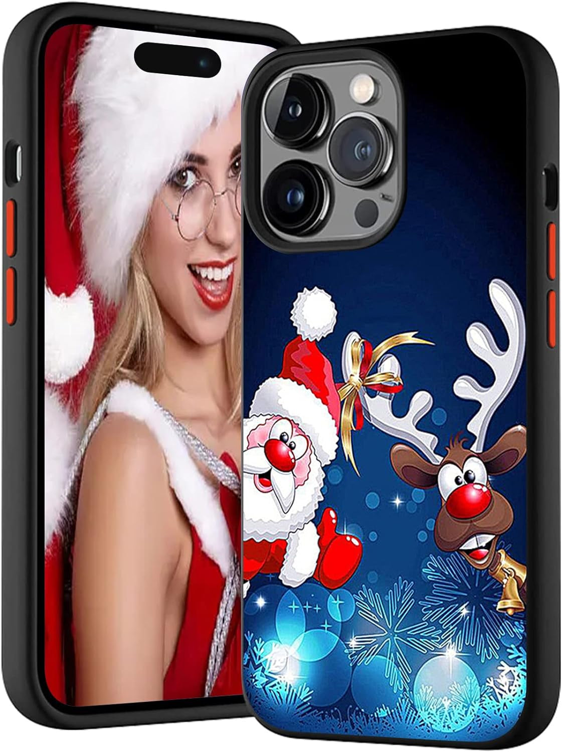 SINQERISHT Christmas Case Compatible with Samsung Galaxy S21 plus Phone Cases Hybrid Hard PC Soft TPU Bumper Full Body Shockproof Protective Cute Xmas Cover(Santa Claus)  SINQERISHT Santa Elk Galaxy S20 Fe 