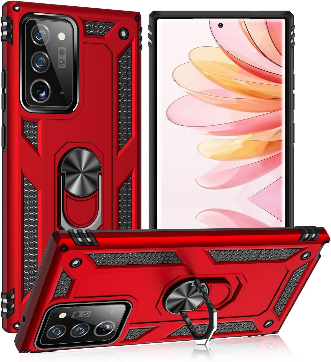 UKLCCU Case for Note 20 Ultra Phone Case Samsung Note 20 Ultra Case with Kickstand, Heavy Duty Armor Case Built-In 360° Rotate Ring Stand for Samsung Galaxy Note 20 Ultra - Green  UKLCCU Red Samsung Galaxy Note 20 Ultra 5G Case 