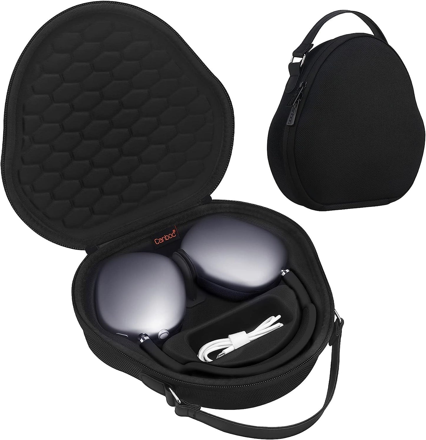 Canboc Airpods Max Case for Apple Airpods Max Wireless Over-Ear Headphones, Hard Carrying Travel Smart Headphones Case, Extra Space Fits Cable, Charger, Upgrade-Green(Fabric)  Canboc Upgrade-Black  