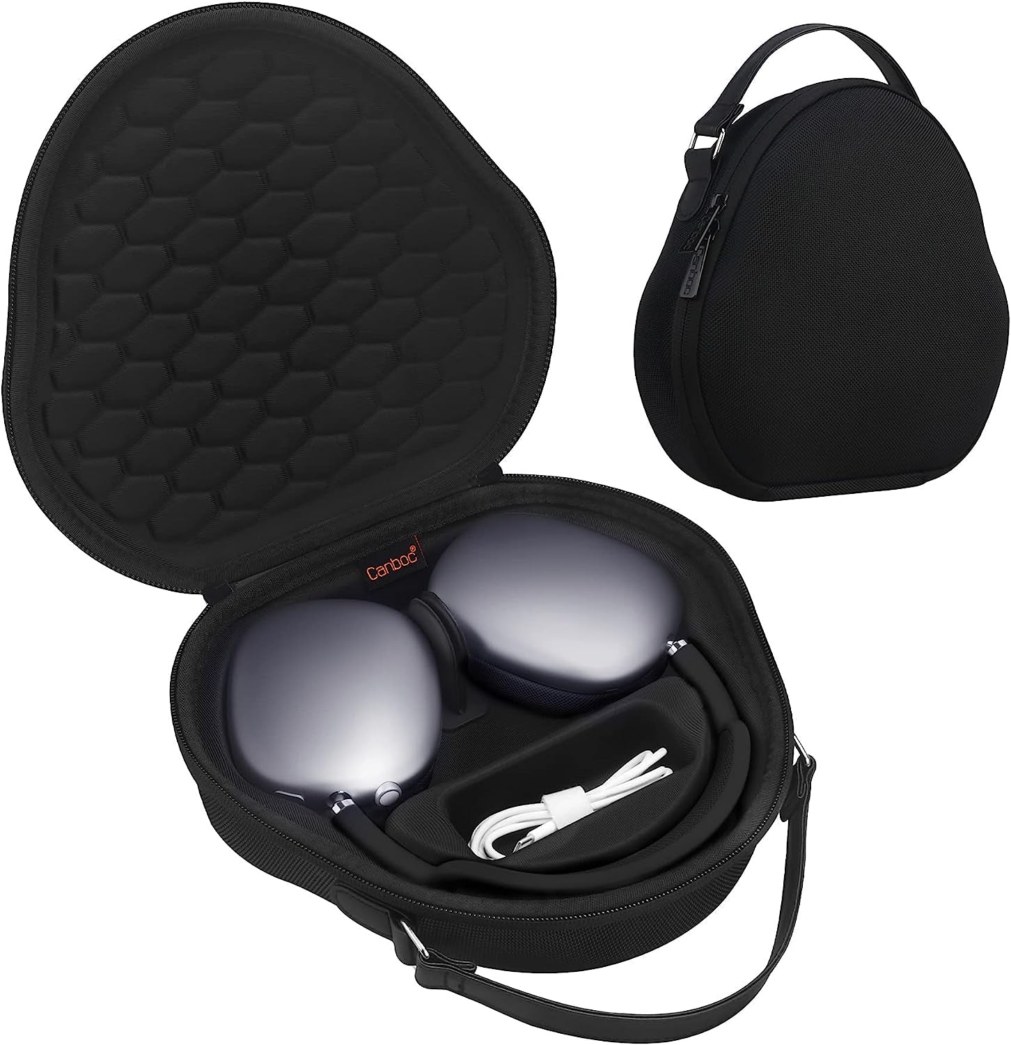 Canboc Airpods Max Case for Apple Airpods Max Wireless Over-Ear Headphones, Hard Carrying Travel Smart Headphones Case, Extra Space Fits Cable, Charger, Upgrade-Green(Fabric)  Canboc Upgrade-Black  