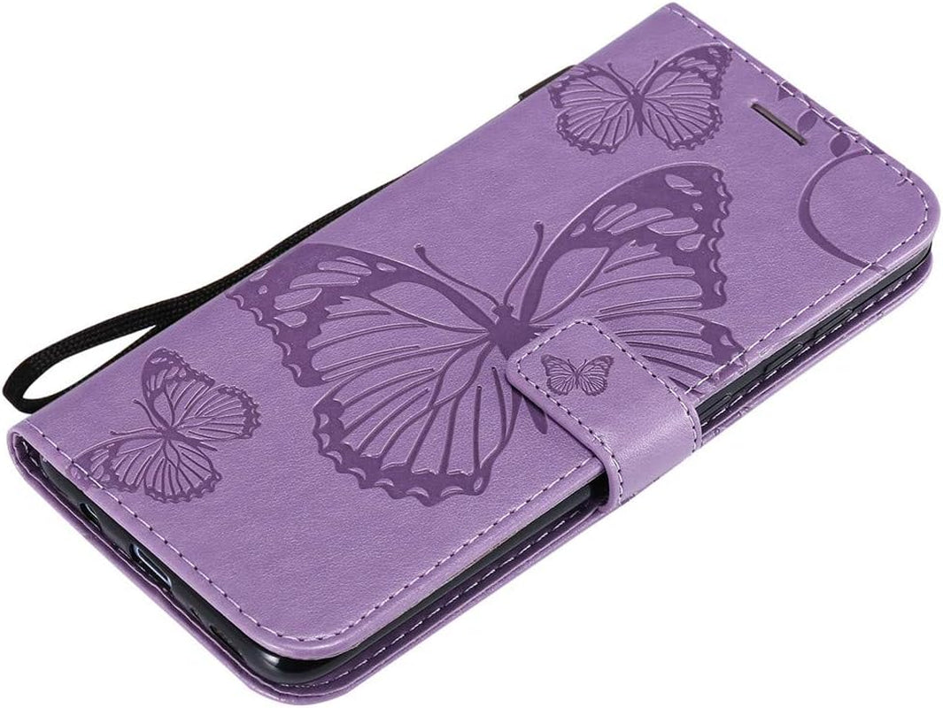 ISADENSER LG V40 Thinq Flip Case LG V40 Thinq Wallet Case LG V40 Case Butterfly [Business Embossing] [Kickstand Flip] [Card Slot] [Magnetic Clasp] Flip Phone Case for LG V40 Purple Butterfly KT  LEMAXELERS   