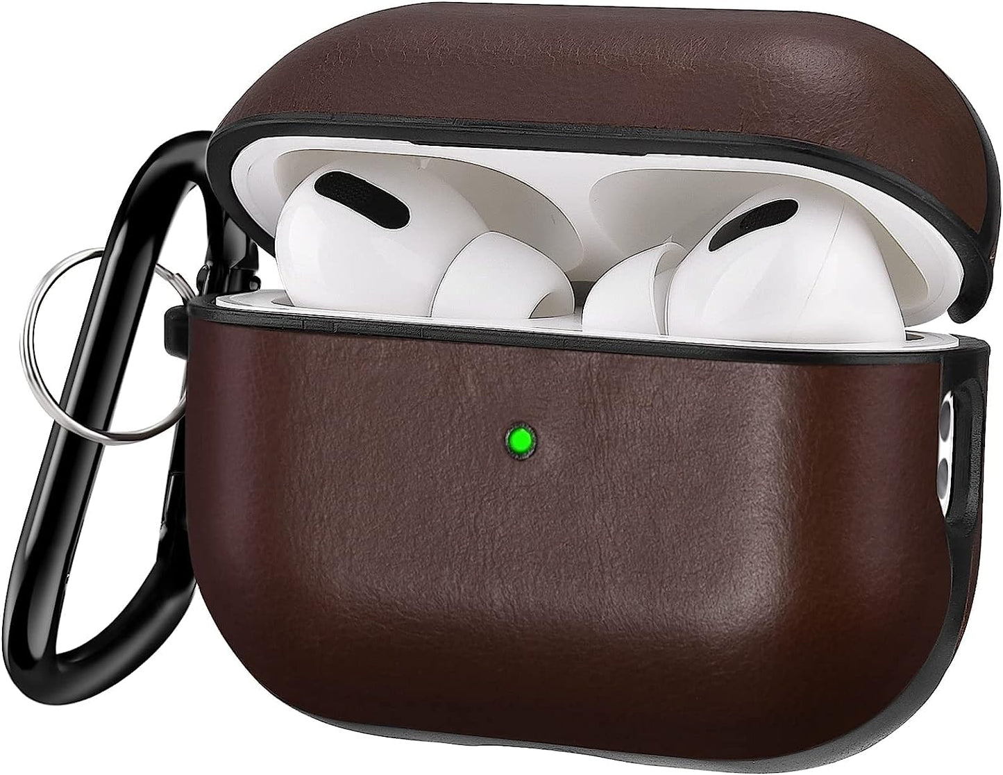 V-Moro Compatible with Airpods Pro Case Leather, Genuine Leather Airpod Pro Case for Airpods Pro [Front LED Visible] Protective Cover Skin Brown Men Women  V-MORO Dark Brown Airpods pro 2(2022) 