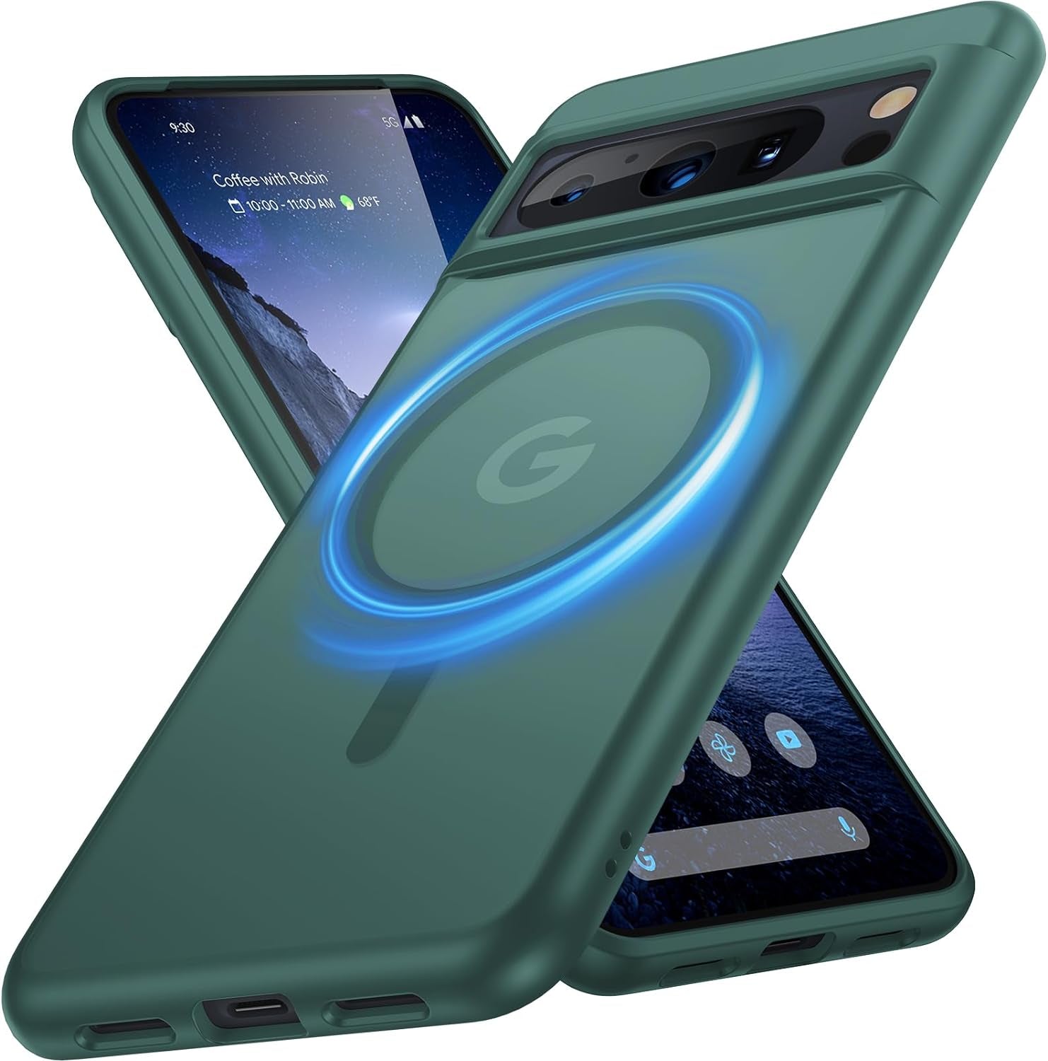 Simtect for Google Pixel 8 Pro Case with Sliding Camera Cover, [Military Drop Protection] [360° Rotation Ring Stand], Slim Protective Case for Google Pixel 8 Pro Phone Case 6.7'' - Black  Simtect Green Google Pixel 8 Pro 