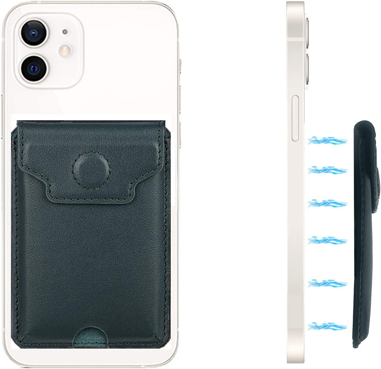 Luxury Magnetic Magsafe Wallet Card Holder Magsafe Wallet Iphone 12 13 Pro Max Stick on Magnetic Compatible with Iphone 12/13 Pro|Pro Max(Green)  QinLo   