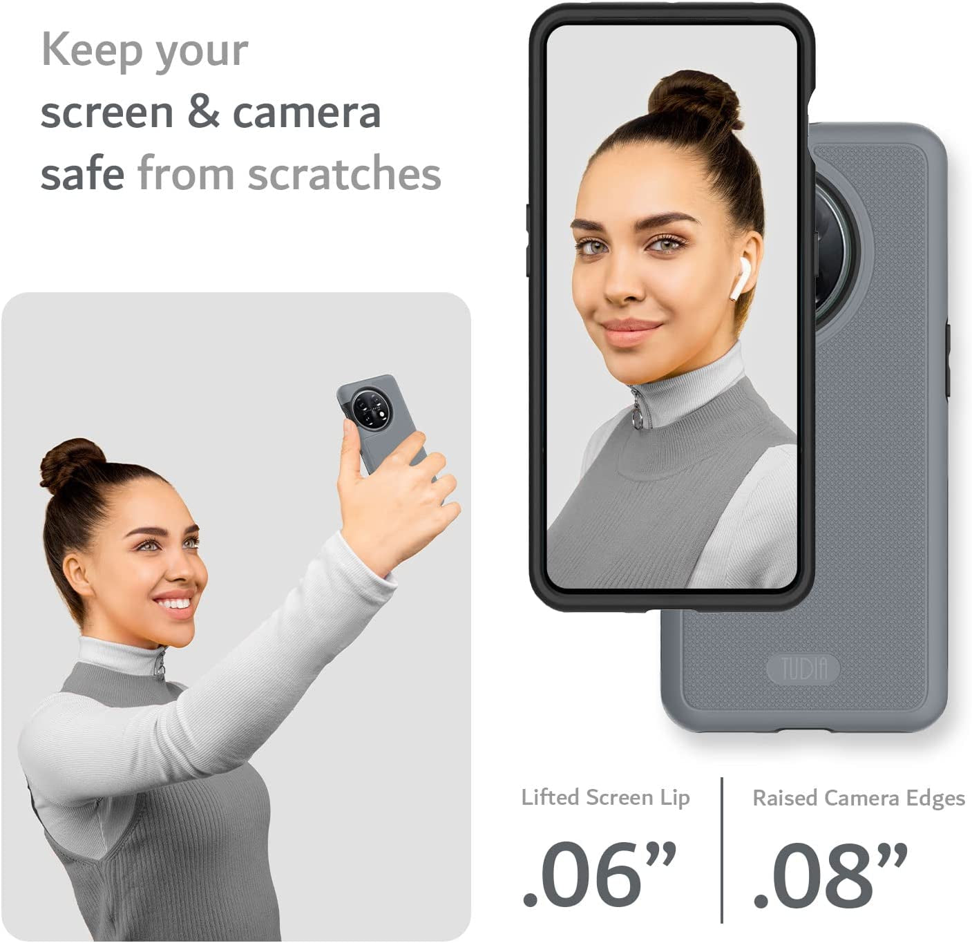 TUDIA Dualshield Grip Designed for Oneplus 11 Case 5G (2023), [Mergegrip] Dual Layer Shockproof Slim Military Grade Non-Slip Tough Heavy Duty Protective Phone Case Cover (Gray)  TUDIA   