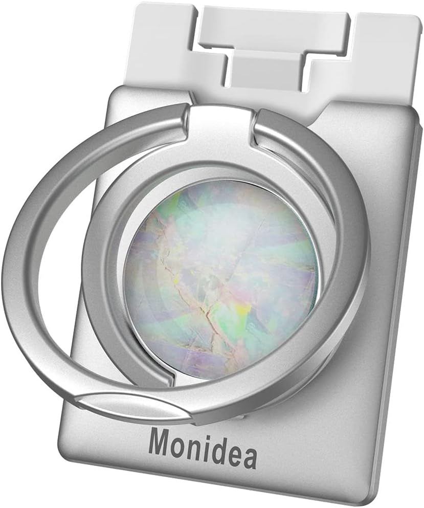 Monidea Phone Ring Holder, Phone Grip Finger Kickstand Wireless Charging Friendly, 360°Rotation Metal Phone Ring Grip Stand Work with Magnetic Car Mount for Iphone Samsung Ipad Tablets & More - Black  MonIdea Black - White Heart  