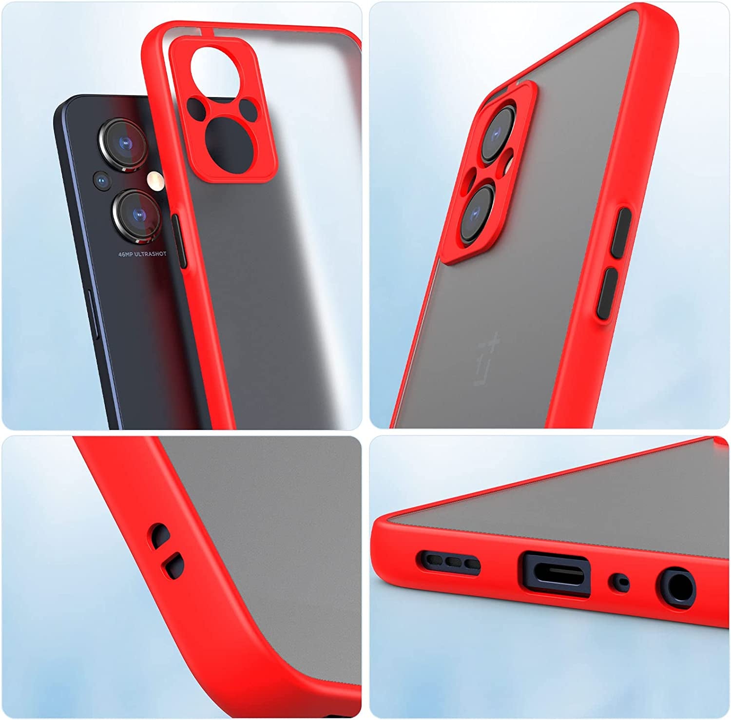 MAKAVO Slim Fit for Oneplus Nord N20 5G Case with Screen Protector [Ultra Thin] [Camera Cover] Full Protection Flexible Bumper Hard Matte PC Back Cover for One plus N20 5G (Red)  MAKAVO   