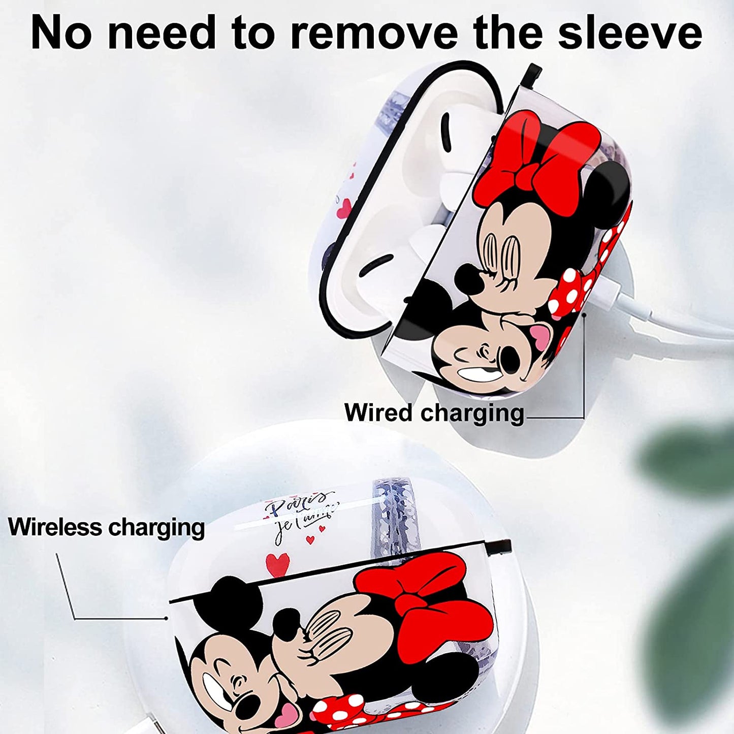 Airpods Pro Charging Case Designed for Apple Airpods Pro,Full Protective Cover with Keychain and Lanyard,Shockproof anti Case (Mickey and Minnie)  SUNTONIO LLC   