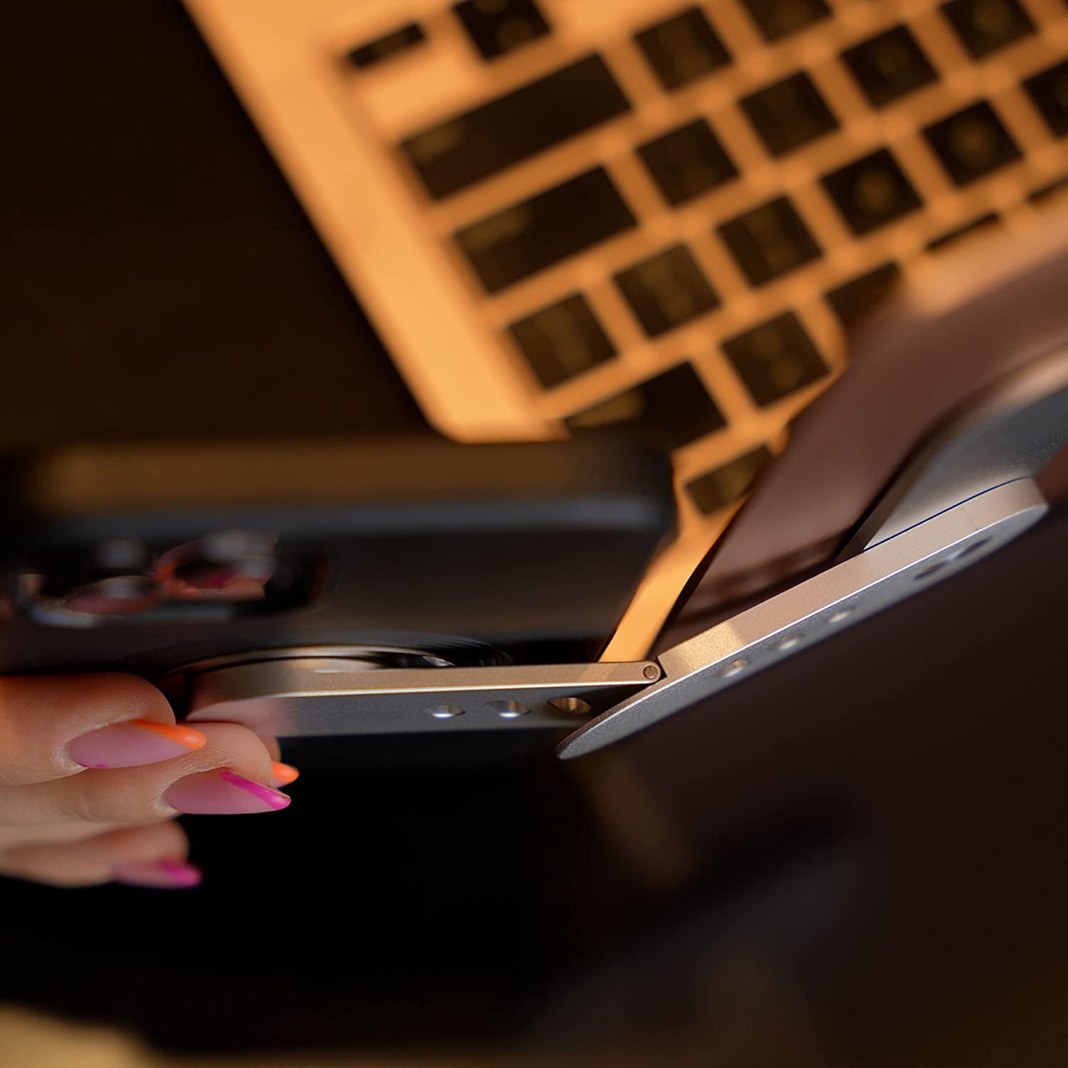 Doolkin® Pizo Mount, Laptop Phone Holder, Adjustable Laptop Stand, Foldable Laptop Side Mount Clip, Slim Portable Smartphone Stand, Computer Monitor Expansion Bracket, Magnetic Phone Mount  Doolkin   