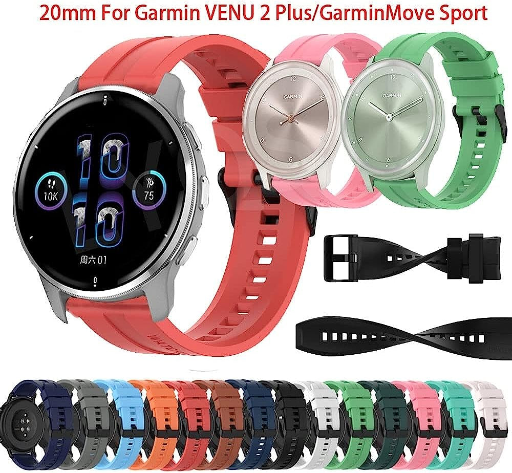 FKIMKF Classic Replacement Wristbands for Garmin Vivoactive 3/Garmin Move Sport 20MM Silicone Watch Band Strap for VENU 2 Plus/55 158  FKIMKF   
