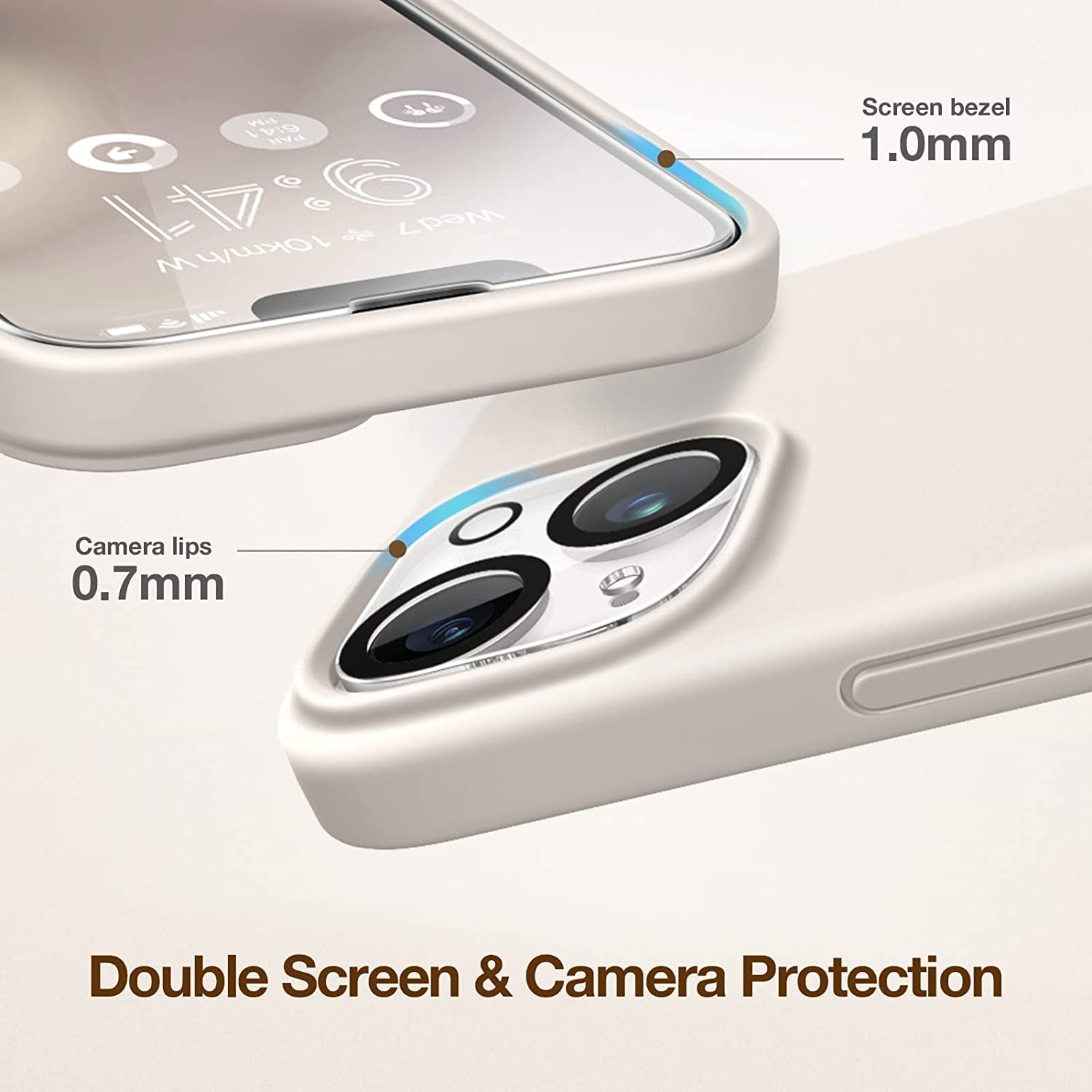 GONEZ for Iphone 14 Case Silicone, with Screen Protector + Camera Lens Protector, [Soft Anti-Scratch Microfiber Lining], Slim Liquid Silicone Shockproof Protective Phone Cover 6.1 Inch, Stone  GONEZ   