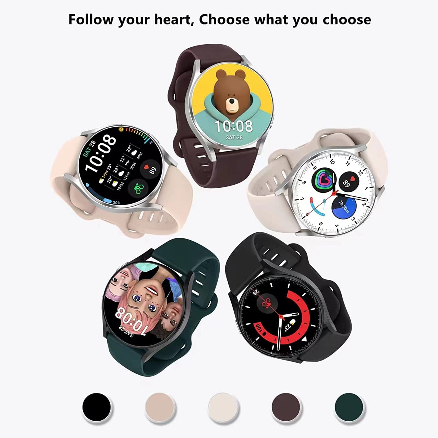 20Mm Watch Bands Compatible with Samsung Galaxy Watch 4/Classic Band 40Mm 42Mm 44Mm 46Mm, Watch Active 2 40Mm 44Mm/Watch 3 41Mm, Soft Silicone Breathable Bands Elastic Replacement Galaxy Strap  KingofKings   