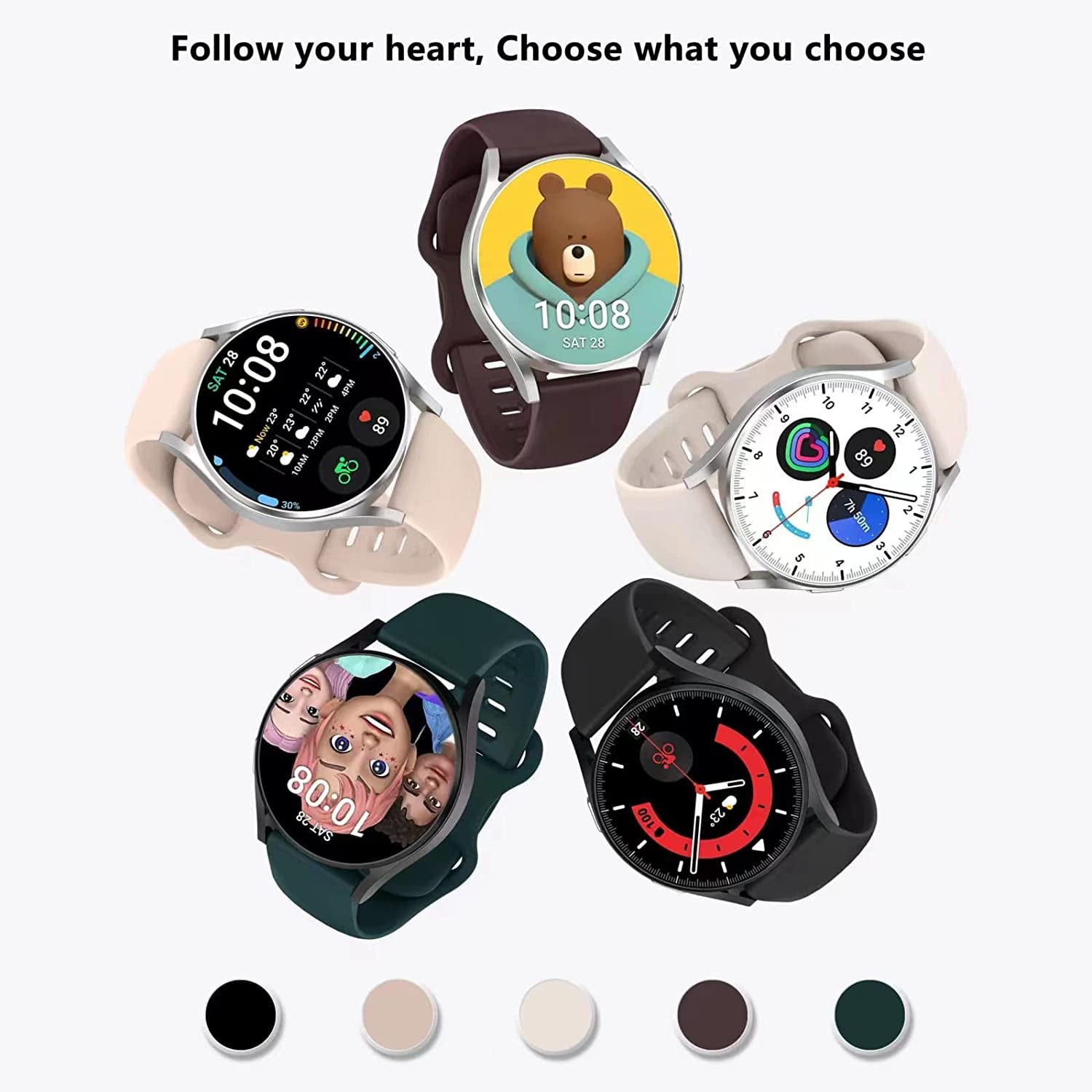 20Mm Watch Bands Compatible with Samsung Galaxy Watch 4/Classic Band 40Mm 42Mm 44Mm 46Mm, Watch Active 2 40Mm 44Mm/Watch 3 41Mm, Soft Silicone Breathable Bands Elastic Replacement Galaxy Strap  KingofKings   