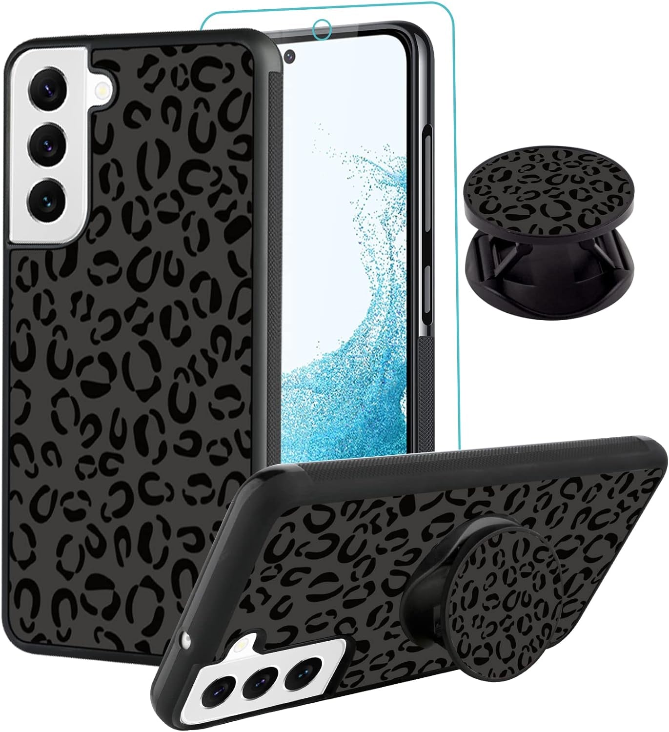 SAKUULO Samsung Galaxy Note 20 Case, [Screen Protector + Kickstand] Black Leopard Cheetah Design, Anti-Slip Shockproof Lightweight Flexible TPU Bumper Protective Case for Galaxy Note 20 6.7 Inch  SAKUULO Samsung Galaxy S22 Plus 6.6  