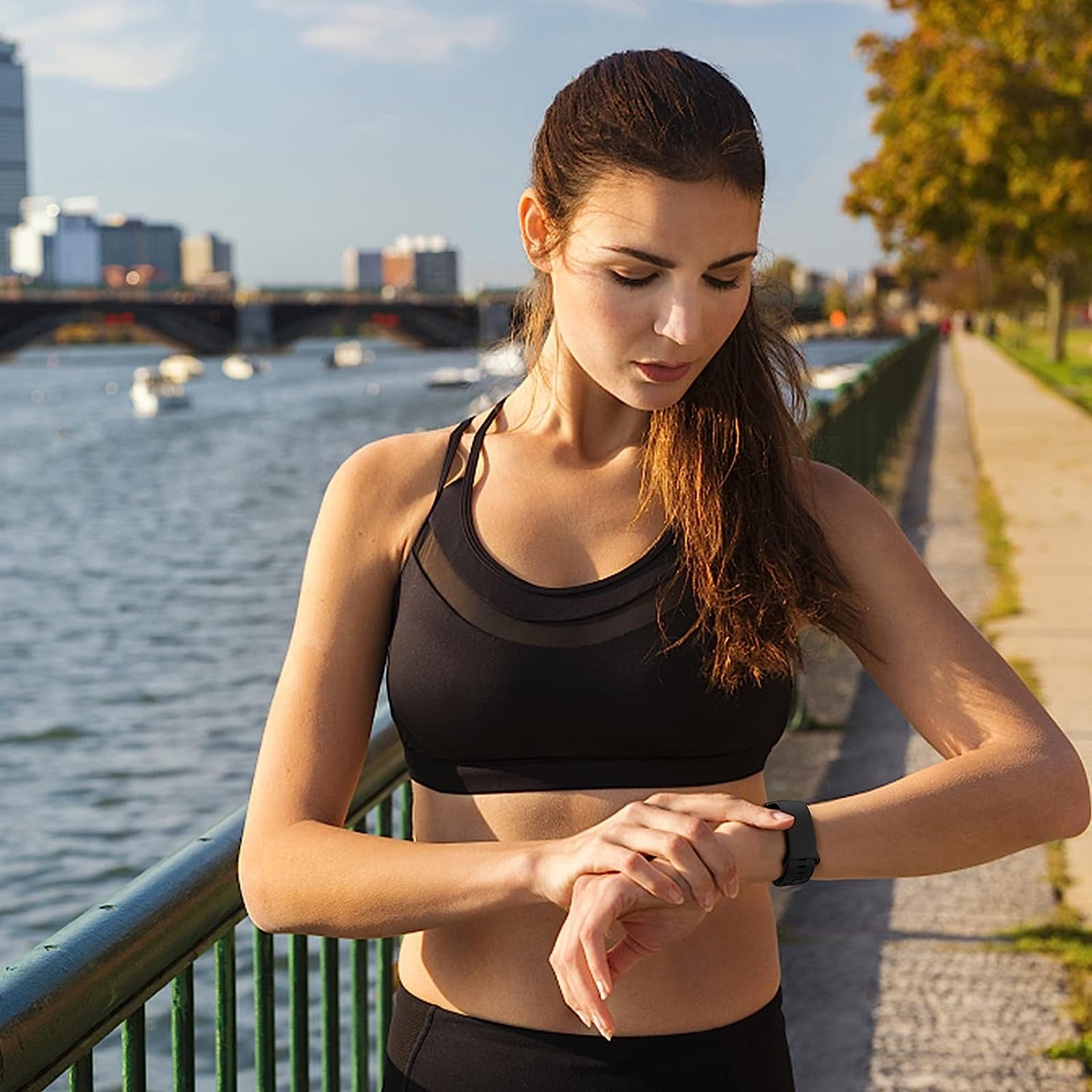 6 Pack Sport Bands Compatible with Fitbit Versa 3 Bands/Fitbit Sense Bands, Classic Soft Silicone Replacement Wristbands for Fitbit Versa 3 Smart Watch Women Men (Small, 6 Pack E)  Mugust   