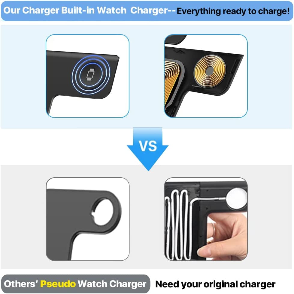 Wireless Charger,Mildily 3 in 1 Wireless Charging Station for Apple Iphone/Iwatch/Airpods,Iphone 13,12,11 (Pro, Pro Max)/Xs Max/Xr/Xs/X/8(Plus),Iwatch 7/6/Se/5/4/3/2,Airpods 3/2/Pro（Black）  XuHui   