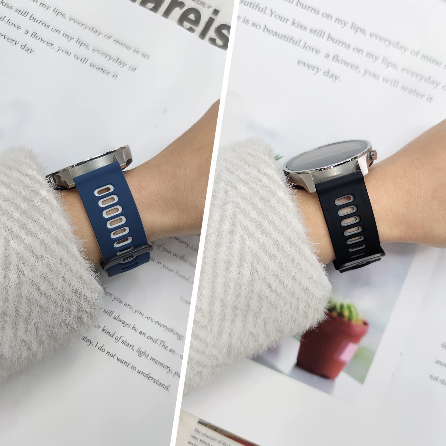 22Mm Galaxy Watch 3 45Mm Band,Soft Silicone Galaxy Watch 46Mm Bands Compatible for Samsung Gear S3 Frontier & Classic/Garmin Venu 2/Forerunner 255/ Forerunner 745/Vivoactive 4 Wristband for Men Women  EZMVZKU   