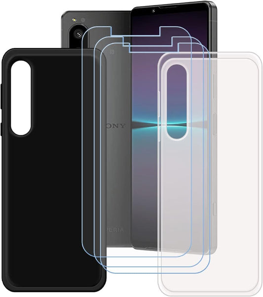 LCEHTOGYE Case for Sony Xperia 10 V + 3 Pcs Tempered Glass Screen Protector, Slim Translucent + Black Soft TPU Bumper Protective Phone Case Cover for Sony Xperia 10 V (6,1")  LCEHTOGYE   