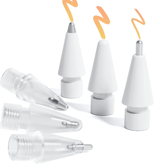 Upgraded Replacement Tips Compatible with Apple Pencil 1St/2Nd Generation&Logitech Crayon, No Wear Out Precise Control Rounded Metal Pencil Nibs for Ipad Pro/Air/Mini Pencil, 6 Pack  Qreninv   