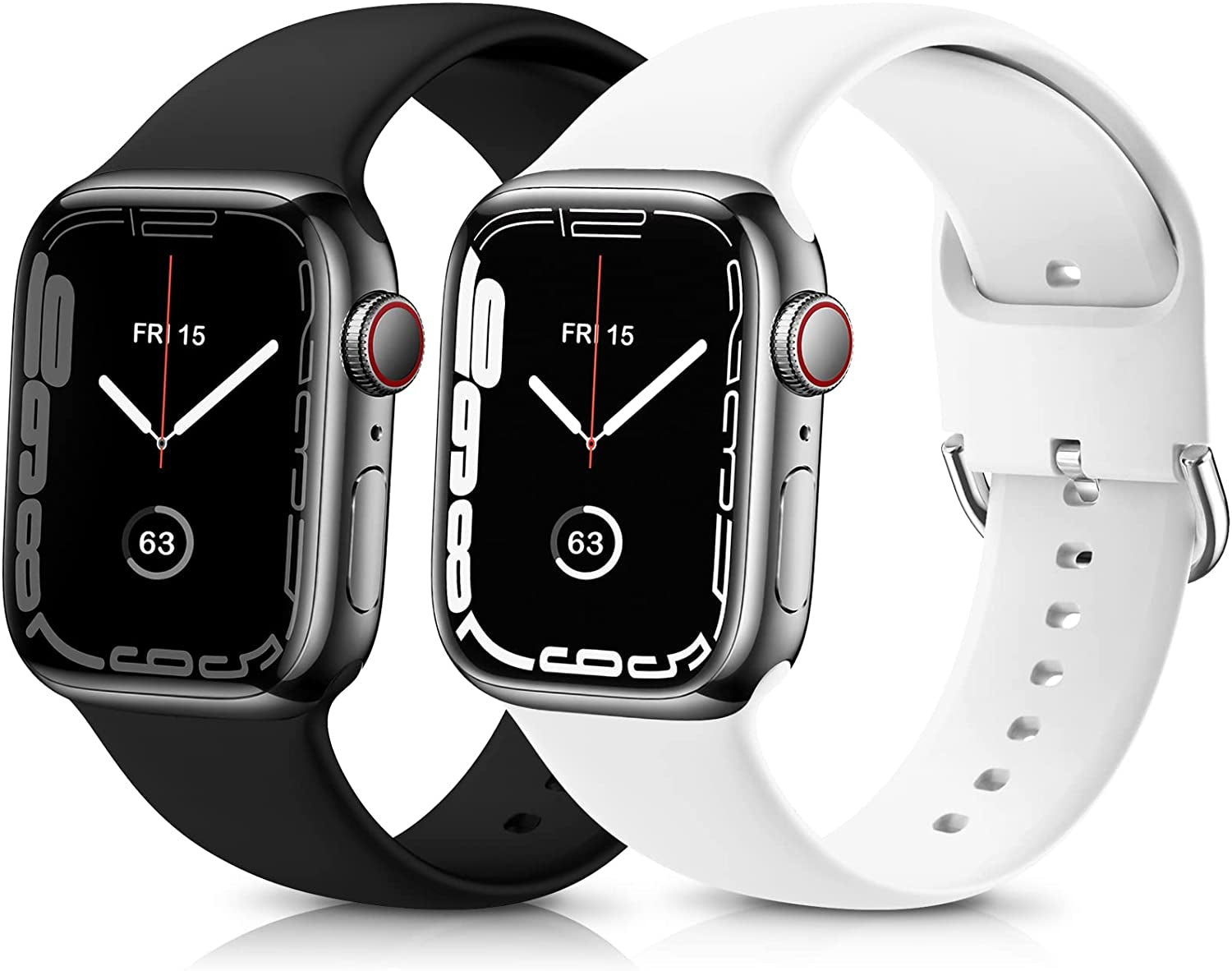 ZALAVER Bands Compatible with Apple Watch Band 49Mm 45Mm 44Mm 42Mm 41Mm 40Mm 38Mm, Soft Silicone Sport Wristbands Buckle Clasp Strap for Iwatch Ultra Series SE 8 7 6 5 4 3 2 1 Women Purple/Lavender  ZALAVER Black/White 38mm/40mm/41mm 