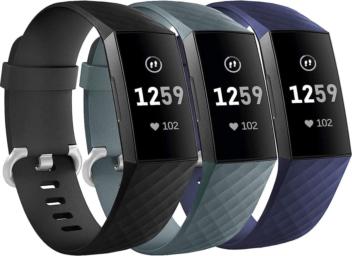 3 Pack Bands for Fitbit Charge 4/ Fitbit Charge 3/ Charge3 Se,Silicone Fitness Sport Wristbands for Women Men Small Large  SENGKOB   