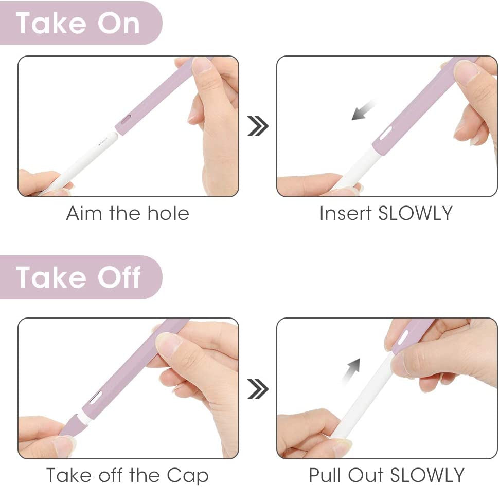 Silicone Case for Apple Pencil 2Nd Generation Holder Sleeve Skin Pocket Cover Accessories Kit for Ipad Pro 11 12.9 Inch 2018, Cute Soft Grip Pouch Cap Holder and 2 Protective Nib Covers (Purple)  Hydream   