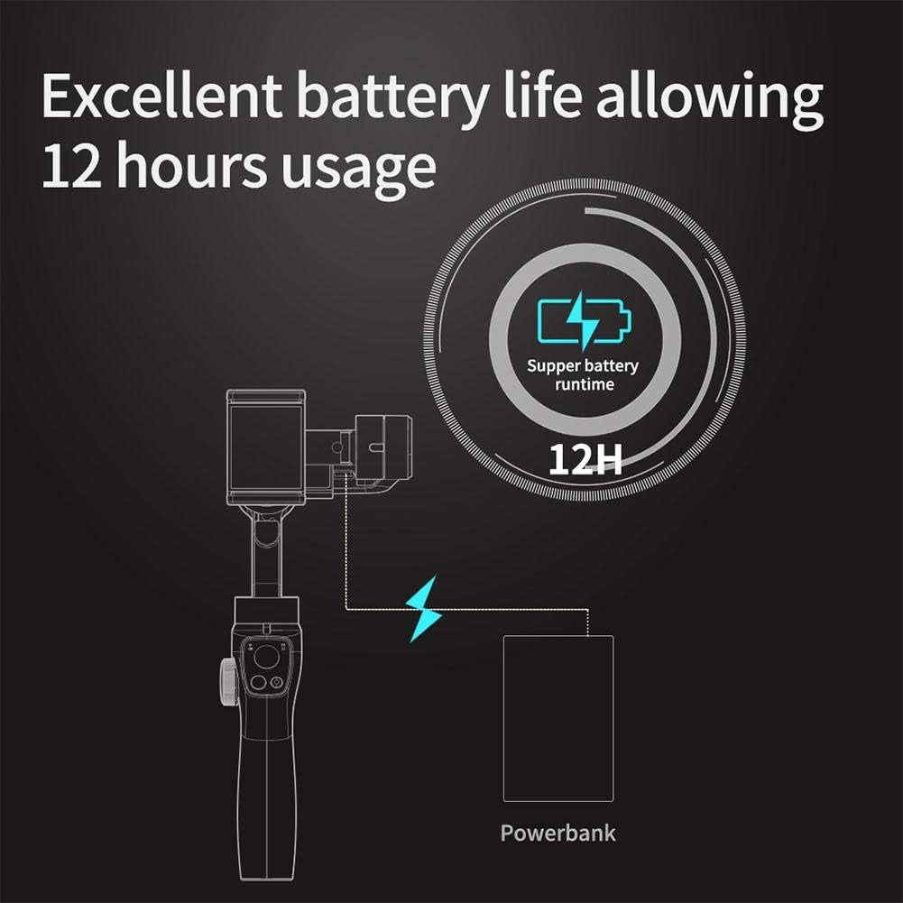 3-Axis Handheld Gimbal Stabilizer Equipped with 4000Mah Battery Support Multiple Angle Shooting for GOPRO Sports Cameras 4/5/6/7 and Mobile Phone under 7.2 Inch  Serounder   