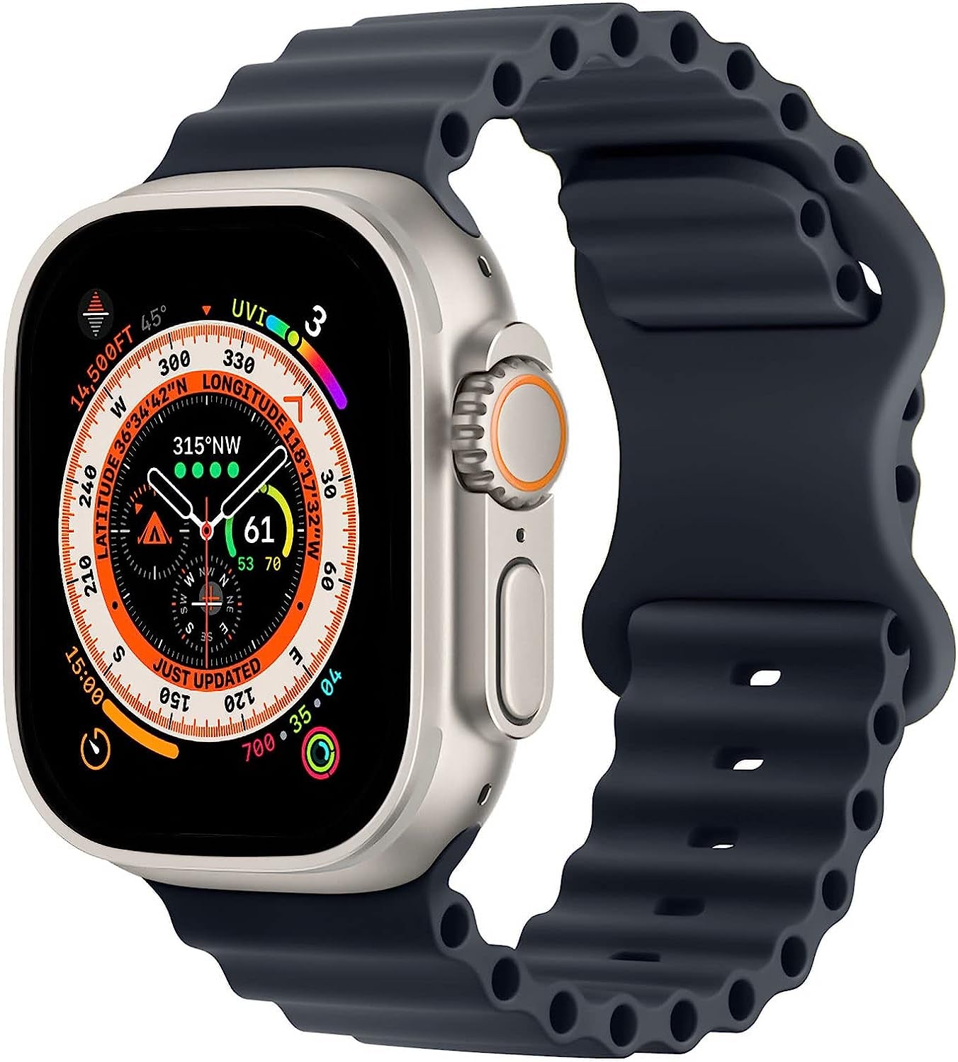 DAMAFE Silicone Band Compatible with Apple Watch Ultra Ocean Band 49Mm 45Mm 44Mm 42Mm 41Mm 40Mm 38Mm for Iwatch Ultra/Se/Series 8 7 6 5 4 3 2 1  DAMAFE Midnight 38mm/40mm/41mm 