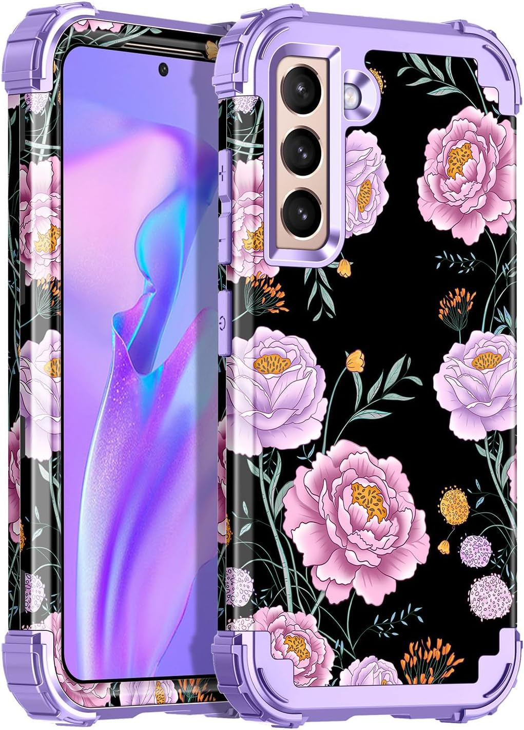 Rancase for Galaxy S21 plus 5G Case,Three Layer Heavy Duty Shockproof Protection Hard Plastic Bumper +Soft Silicone Rubber Protective Case for Samsung Galaxy S21 plus 5G 6.7 Inch,Black  Rancase C-Pink/Purple  