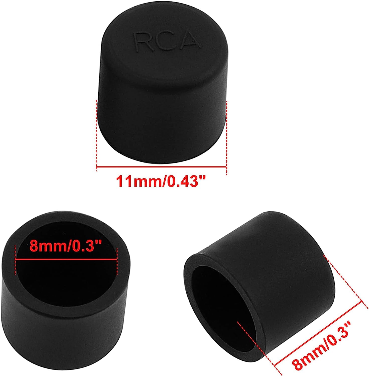 Uxcell Silicone RCA Female Connector anti Dust Plug, 8Mm Dust Proof Cap Protector Cover 10 Pcs Black  uxcell   