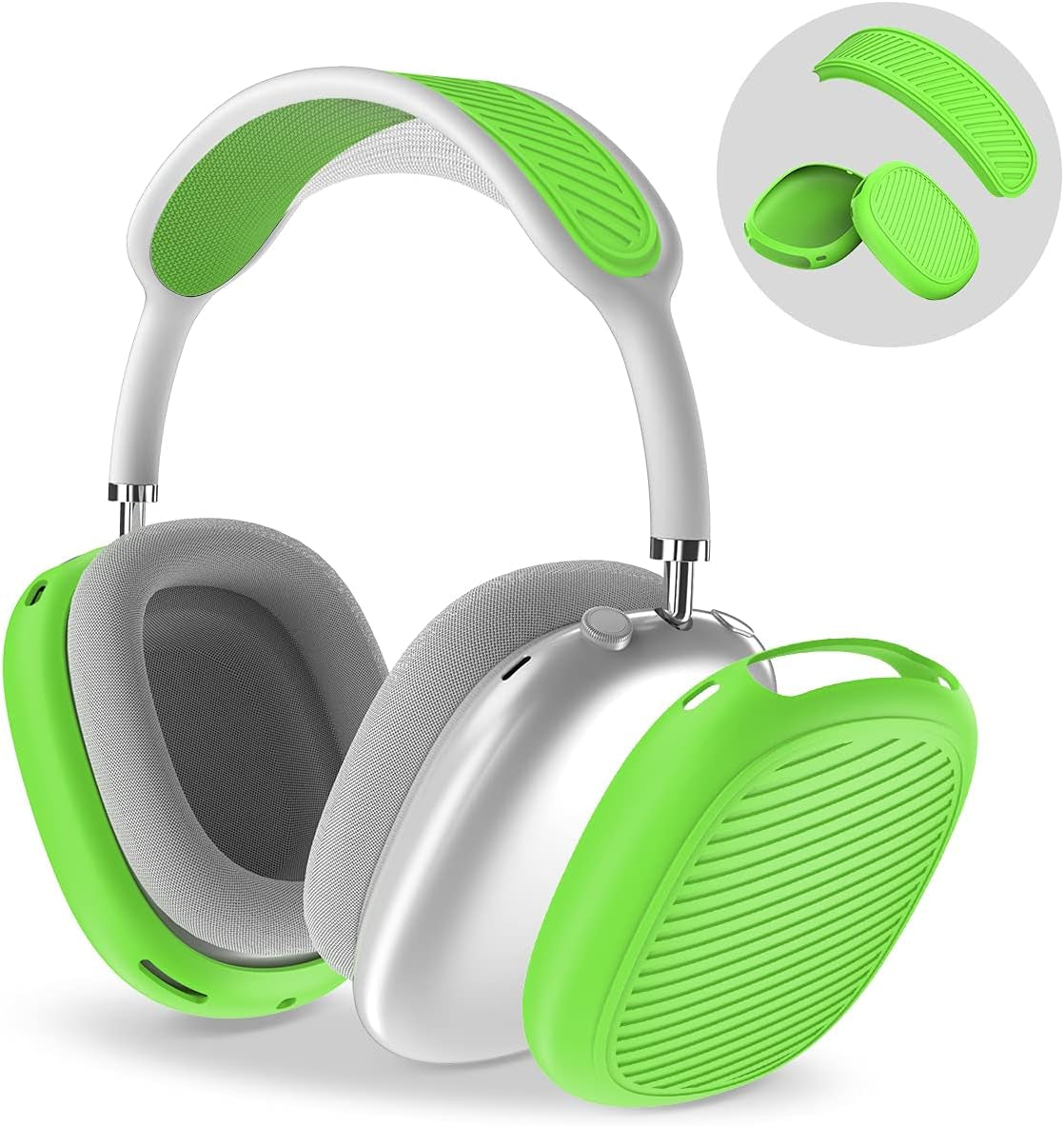 [2 Sets] Case for Airpods Max Ear Cups Cover & Headband Cover, Soft Silicone Anti-Scratch/Dust-Proof Earphone Earpad Cover & Headband Cushion for Apple Airpods Max - Airpods Max Accessories (Red)  WQNIDE Green  