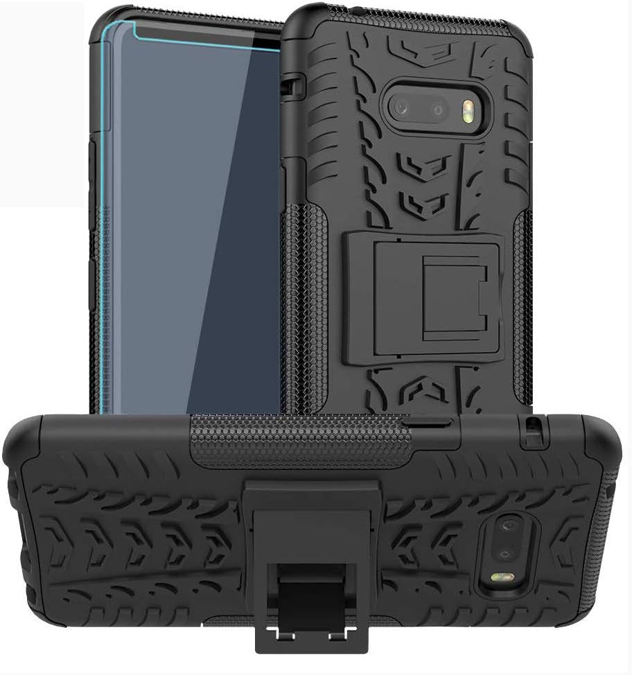 SKTGSLAMY LG G8X Thinq Case, with HD Screen Protector, [Shockproof] Tough Rugged Dual Layer Protective Case Hybrid Kickstand Cover for LG G8X Thinq (Pink)  SKTGSLAMY Black  