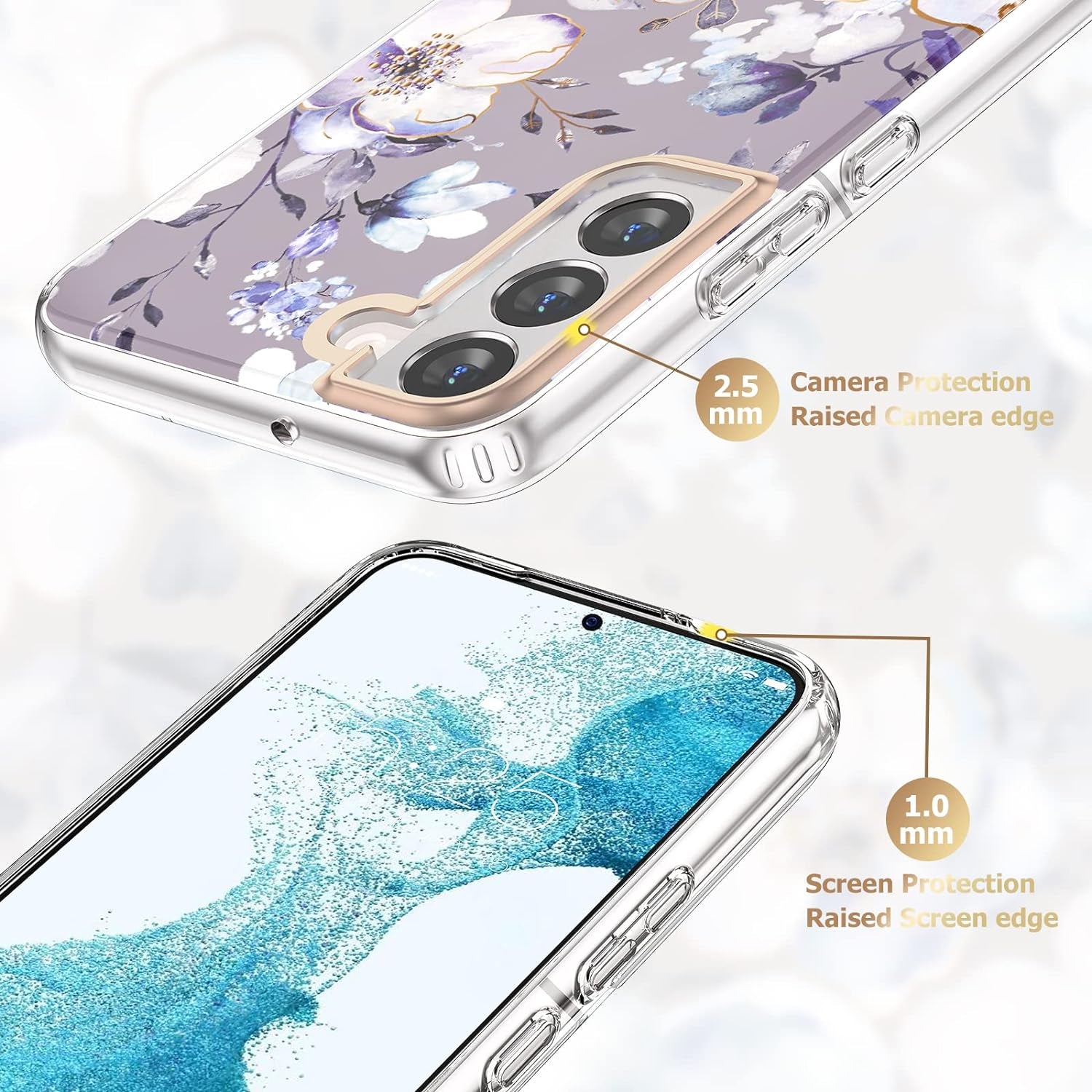 MILPROX Compatible with Samsung Galaxy S22 plus Flower Case, Cute Case Design for Girls Women,Shockproof Floral Pattern Hard Back for Samsung Galaxy S22 plus 5G Phone 2022 6.6 In-Blossom  MILPROX   