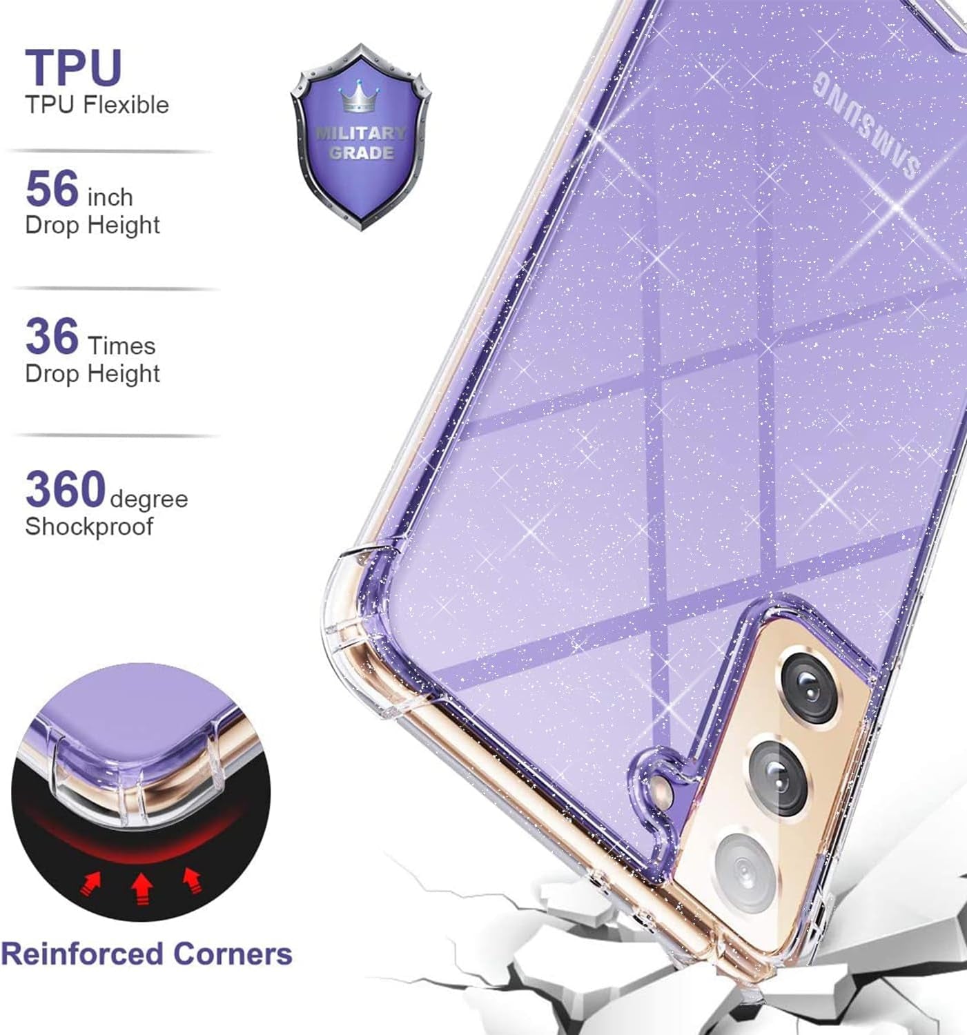 KIOMY Glitter Case for Galaxy S21 plus - Shockproof Bumper, Slim Fit, Flexible TPU, Wireless Charging Compatible  KIOMY   