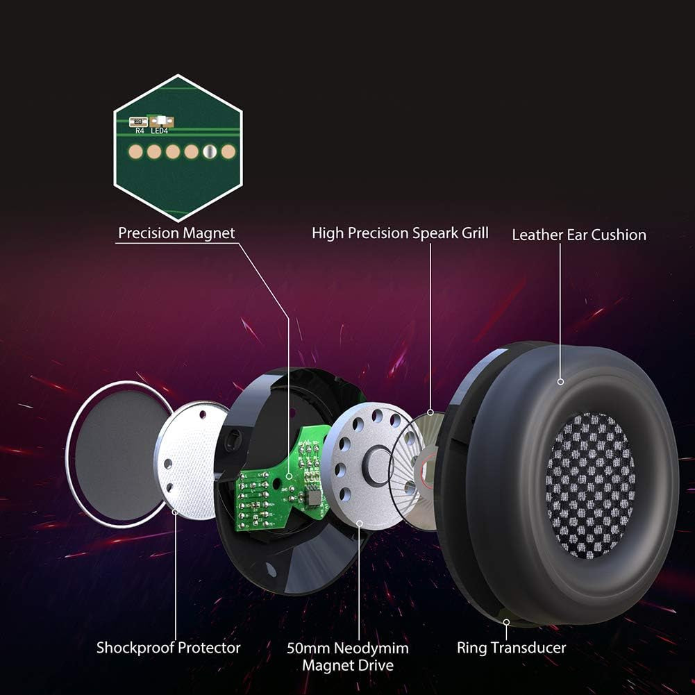 YINSY Gaming Headset,Wired Gaming Headphones,With Mic,Rgb Cool Light,Volume Control, Compatible with Laptop, Tablet, PS4, PC, Smartphone and so On,Black+Blue  YINSY   