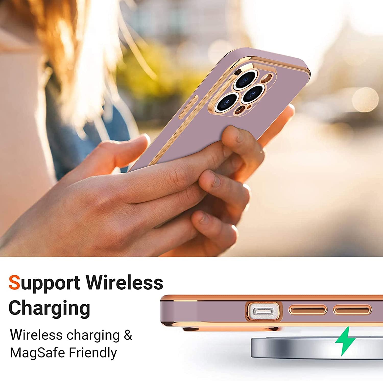 Teageo for Iphone 14 Pro Case for Women Girl Cute Love Heart Luxury Plating Soft Bling Back Cover Raised Full Camera Protection Bumper Silicone Shockproof Phone Case for Iphone 14 Pro, Lavender  janzee   