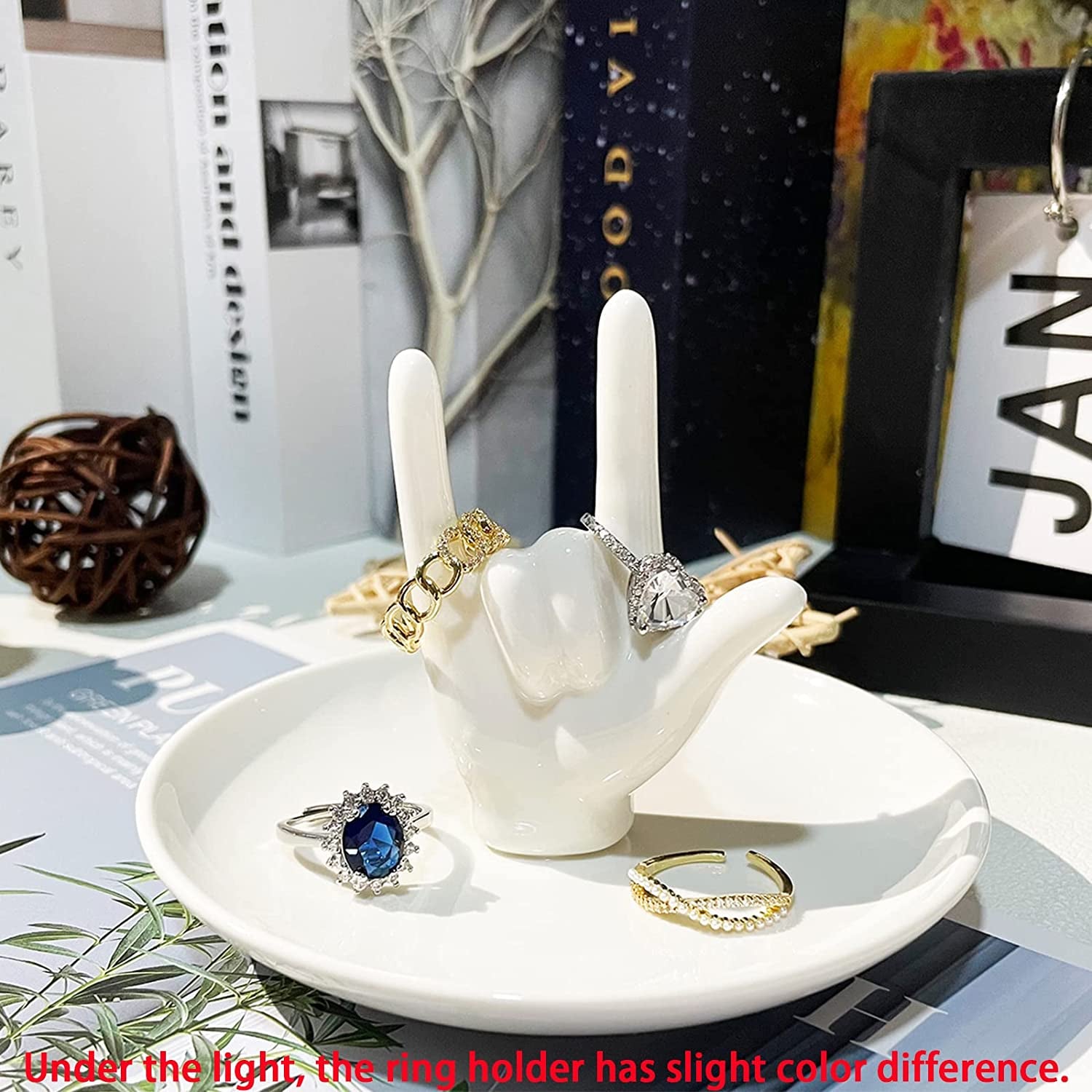 Piudee Hand Ring Holder Dish Jewelry Holder, I LOVE YOU Hand Ring Stand Engagement Wedding Ring Holder, Anniversary Wedding Valentine'S Day Gifts for Her Him Husband Wife Girlfriend Bride Gift  Piudee   